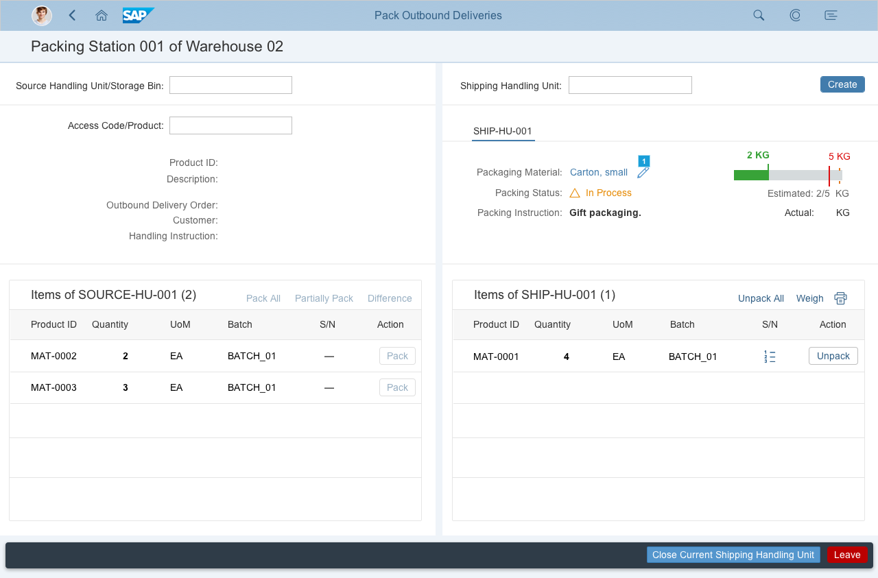 SAP EWM Extended Warehouse Management Interface