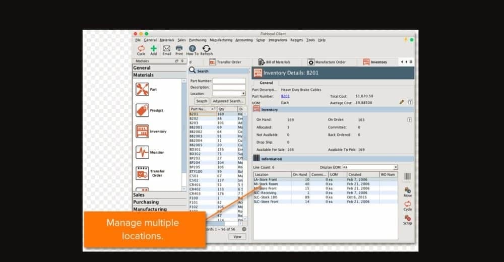 Fishbowl Inventory Management Software Interface