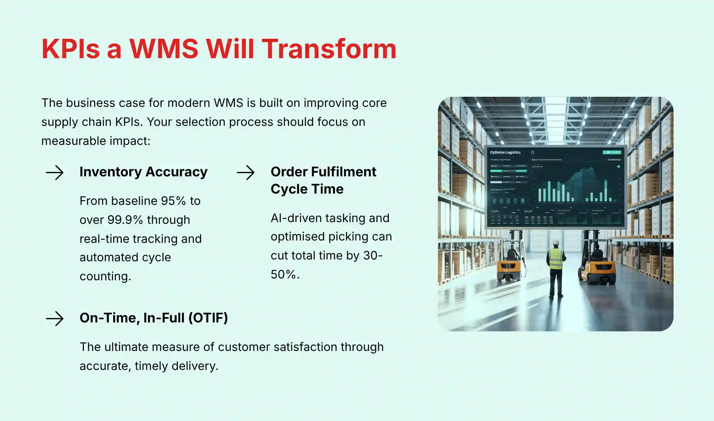 Key performance indicators that a warehouse management system will transform