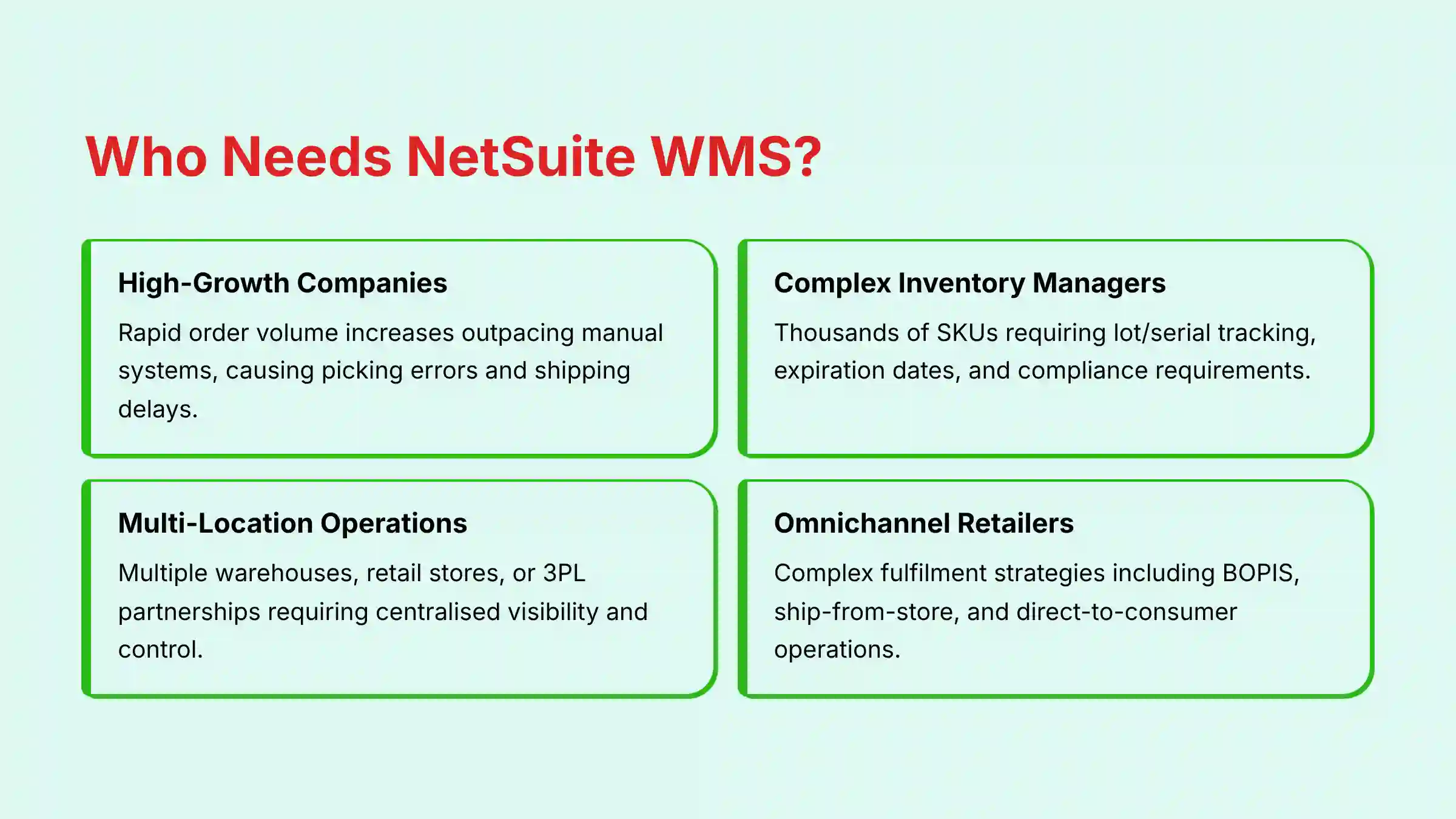 Who Needs NetSuite WMS - Target Organizations