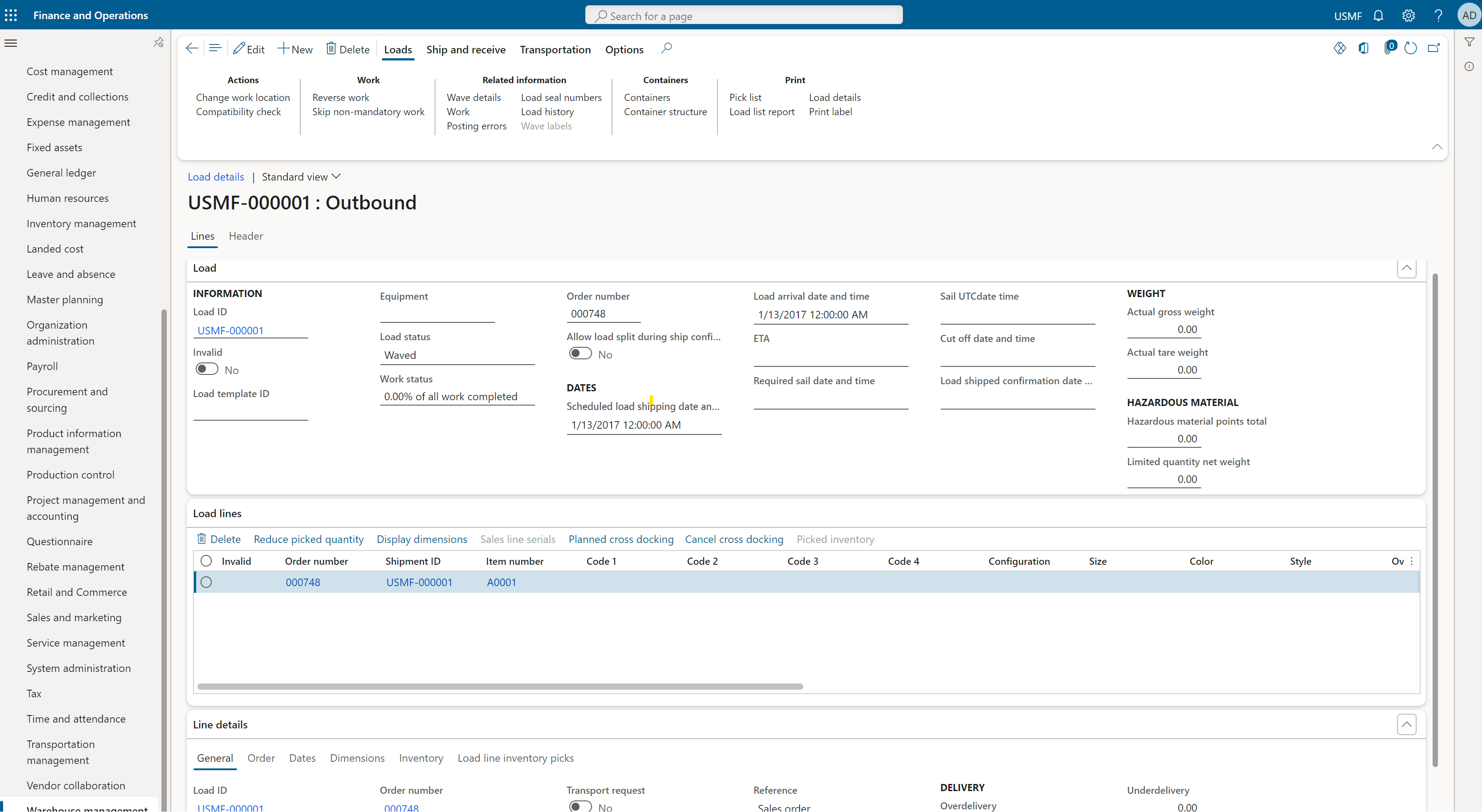 Microsoft Dynamics 365 SCM Advanced Warehouse Management Interface