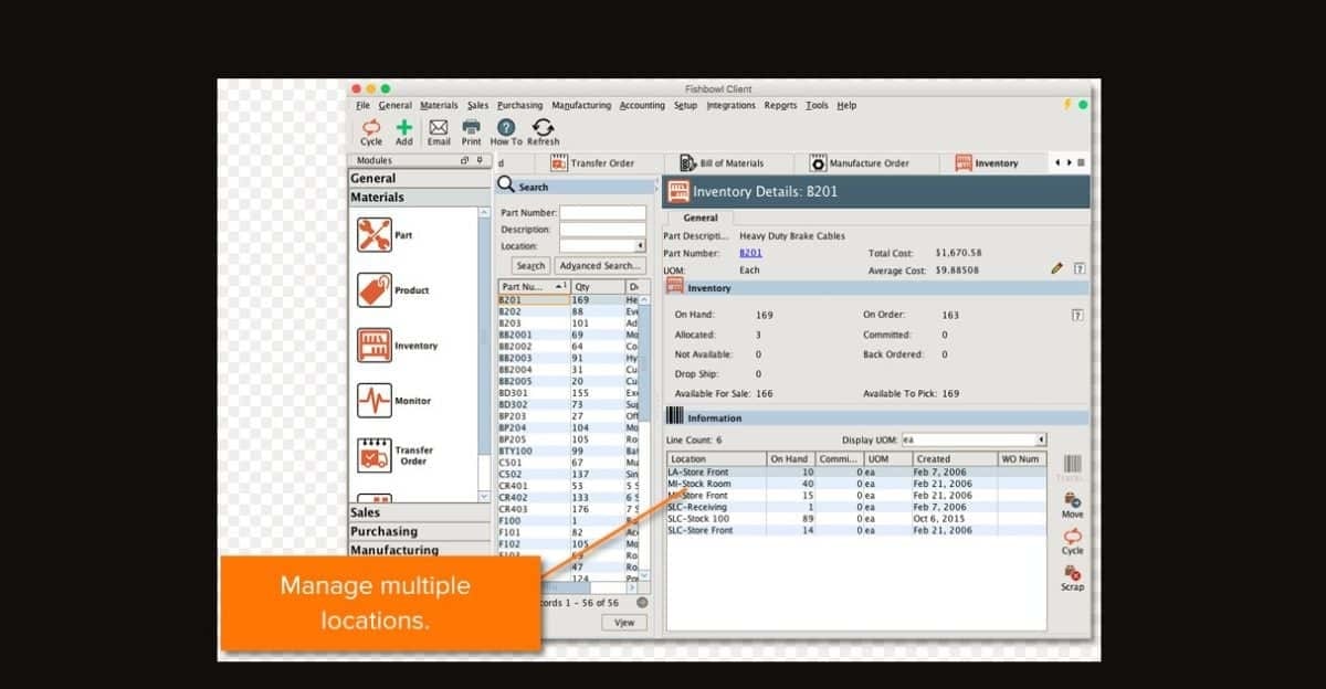 Fishbowl Inventory Software Interface
