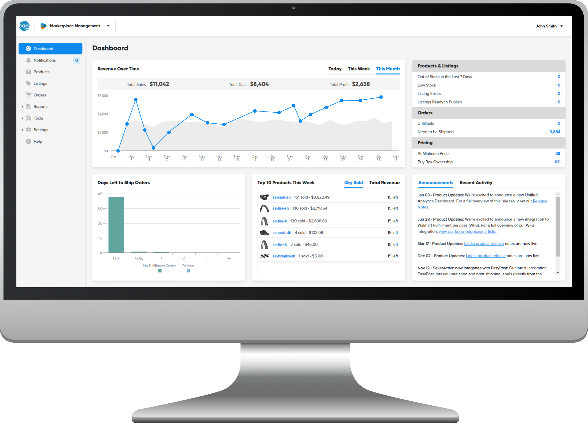 SkuVault inventory management dashboard interface
