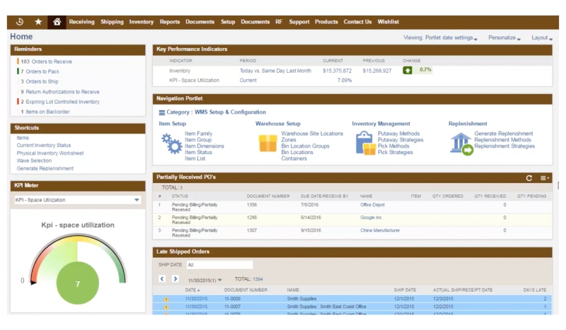Oracle NetSuite WMS Dashboard